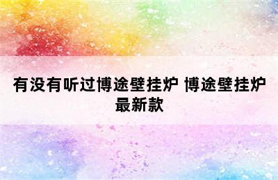 有没有听过博途壁挂炉 博途壁挂炉最新款